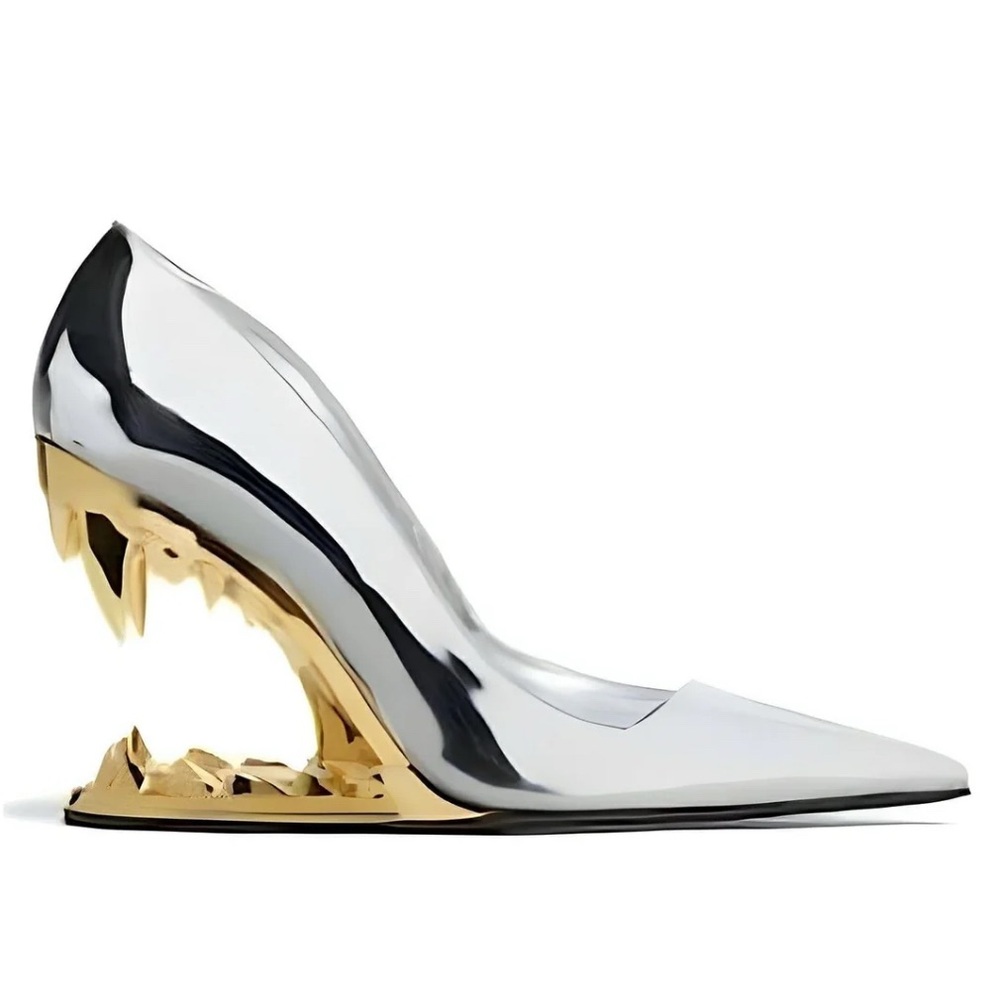 Samantha Alix Silver and Gold Shark Teeth Women's Heels